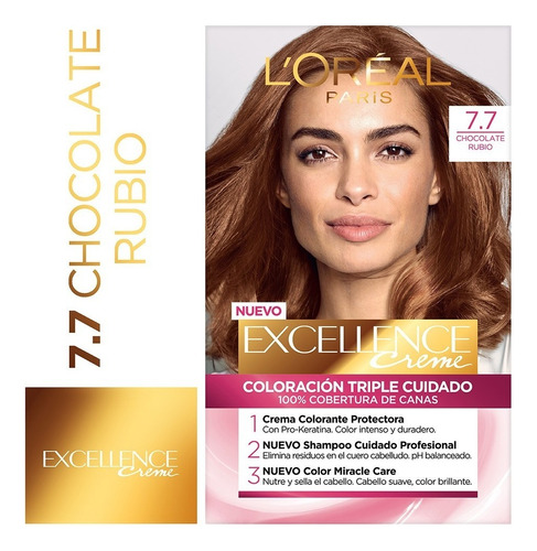 L'oréal Paris Excellence Kit Tintura Creme Tono 7.7 Chocolate Rubio Para Cabello