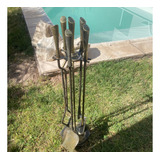 Atizadores En Bronce Macizo Con Pie P/chimenea. 5 Piezas