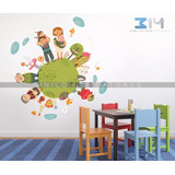 Vinilo Decorativo Niños-i 07, Calcomanía Mundo, Familia.