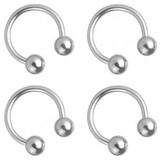 Piercing Septum 15.5mm X 5mm Bola Oreja Pezon 14g Silver 4pz