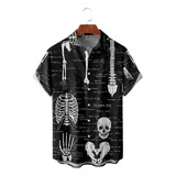 Camisa Hawaiana Unisex Con Estampado De Calaveras, Camisa De