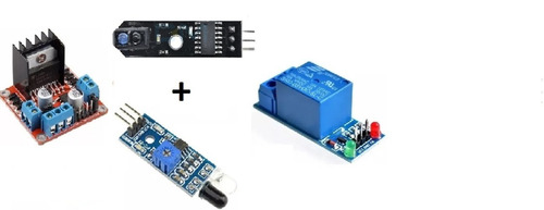 Ponte H L298 N+ Sens De Obstáculo Ir+ Mód. Relé 5v+ Tcrt5000