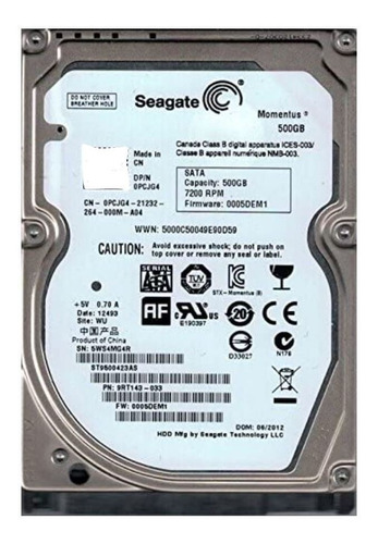 Hd 2.5 Notebook Seagate, 500gb, St9500423as