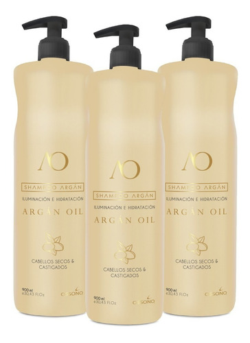 Kit Shampoo Ossono Argan Oil X3 Cabello Seco 