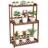 Soporte Para Plantas De Madera De 3 Niveles, Estante Ve...