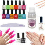 Kit Esmaltes Semipermanenetes Removedor Uv Base Top Lima