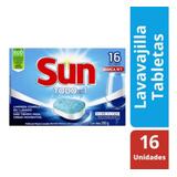 Detergente Para Lavavajillas Sun 3 En 1 Tabletas Caja X 16 u