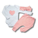 Kit 3 Peças Conjunto Roupa De Bebê Menina Infantil Lindo