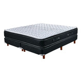 Sommier Madera Cannon Resortes Doral Pillow Top King De 200cmx180cm  Negro Y Blanco Con Base Dividida