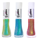 Kit 3 Esmalte Hits Multichrome Glitter Refletivo Diamante