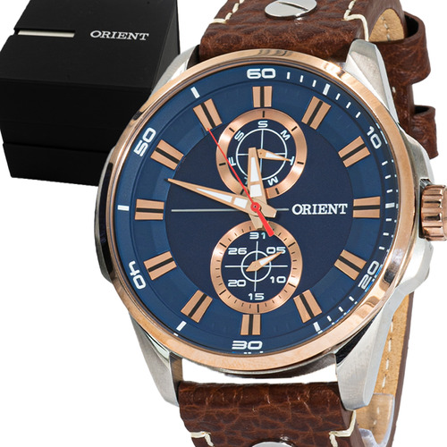 Relógio Orient Masculino Original Couro Aço Mtscm004d1mb Nf