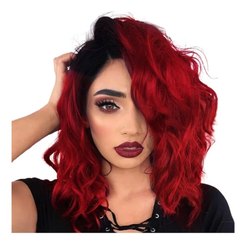 4 Paquetes De Cabello Humano Ondulado Rojo Degradado (8, 8, 