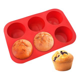 Molde Silicona Goma Horno Muffins Cupcakes X6 Reposteria