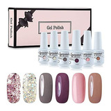 Set De Esmalte De Unas De Gel Vishine 6 Colores Glitter Uv