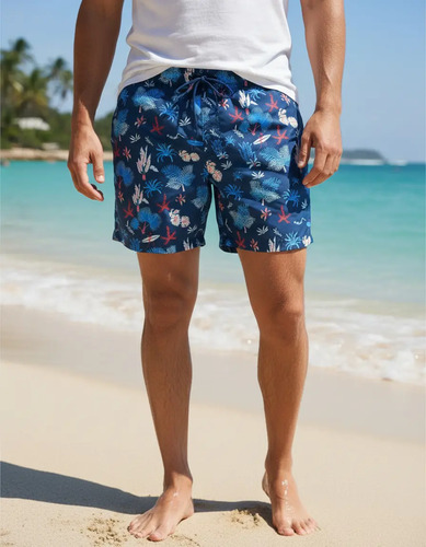 Short Para Nadar De Caballero, Bañador Estampado Playa