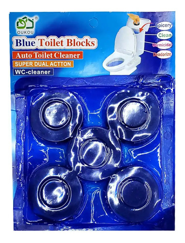 5 Pastillas Azules Desodorante Desinfectante Baño Wc Limpia