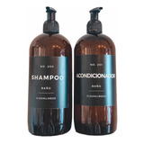 Set Dispensers Shampoo+acond Etiq Negra Plástico Tiendamama
