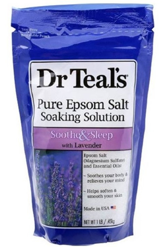 Dr Teal's Sal Epsom Con Aceite Lavanda Para Baño 450g