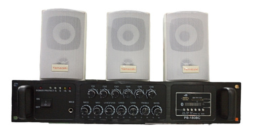 Amplificador Sonido Ambiental 180wats 6 Zonas + 12 Parlantes