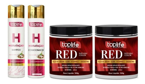 2 Tonalizante Red 500g + Shampoo E Condicionador Hidratação