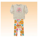 Conjunto Moleton  E Legging Flores Feminino Fakini