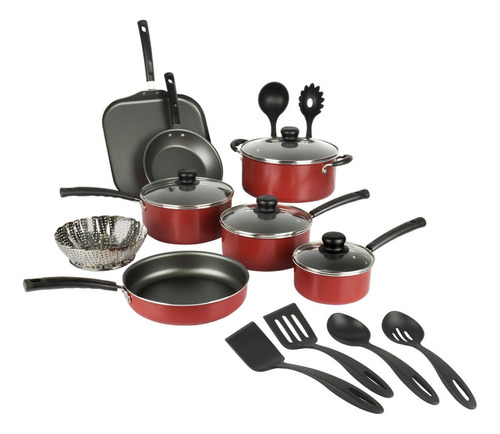 Batería De Cocina Tramontina Primaware 18 Piezas Color Rojo