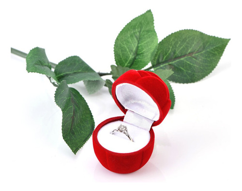 Caja De Anillo De Rosa Roja Para Propuesta De Matrimonio,