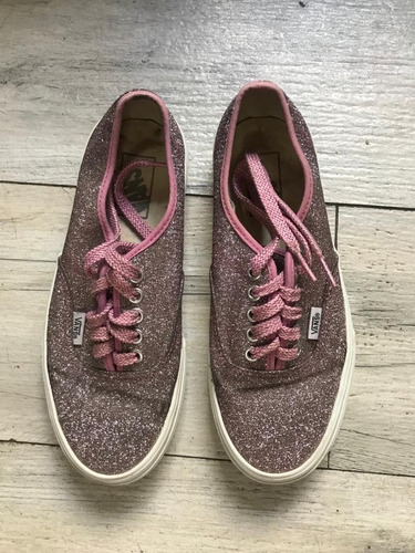 Zapatillas Vans Originales Con Brillos Rosas Talle 38,5