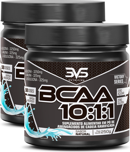 2 Unidades Do Bcaa Em Pó 10:1:1 Ultra Concentrando 250g Sabor: Natural - Fórmula Exclusiva Com 3900mg De Aminoácidos Por Dose