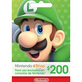Tarjeta Nintendo Eshop $200 Pesos (código)