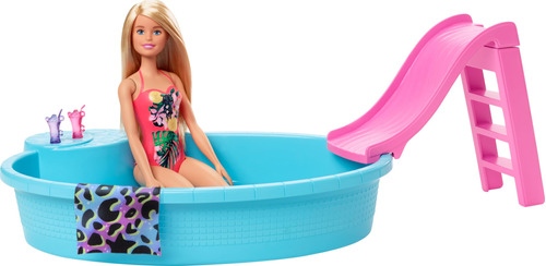 Barbie Juego De Muñeca Y Piscina Con Tobogán Rosa, Acceso.