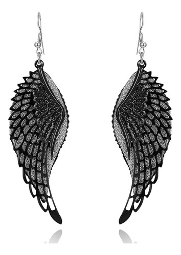 Aretes Ala Angel Negro Para Mujeres Y Niñas Ligeros Ahuecado