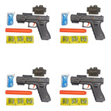 4 Pistolas De Hidrogel Modelo Glock Retráctil- Manual 