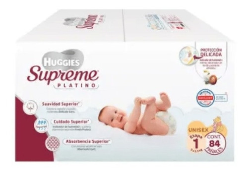 Pañales Huggies Supreme Platino Etapa 1 Unisex 84 Pañales