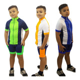 Conjunto Camiseta E Bermuda Para Ciclismo Infantil