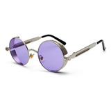 Gafas De Sol Casual Steampunk Redondas Filtro Uv400 Violeta