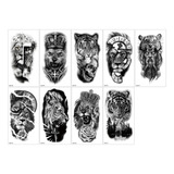 9 Tatuajes Temporales Tigre Lobo Prinker Tattoo Hombre Mujer