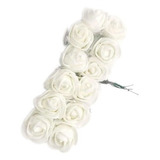 144 Mini Rosas Artificial De Eva Seda - Pacote Com Branco