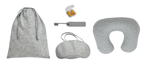 Set De Viaje Con Almohada Inflable Cepillo Tapones Antifaz