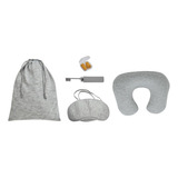 Set De Viaje Con Almohada Inflable Cepillo Tapones Antifaz