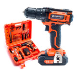 Taladro Atornillador Inalambrico Daewoo Dacd1800v2 18v Accesorios Malet Color Naranja 220v