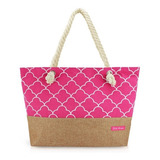 Bolsa  Jacki Design Bolsa De Praia Jacki Design - Afm21829 De Lona  Rosa-chiclete Alças De Cor Bege