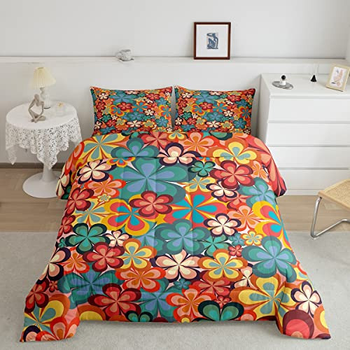 Juego De Ropa De Cama De Flores Groovy Tamaño Queen, J...