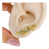 Aros Trepador Flores Y Mariposas Con Cubic Blanco Ar 490-33