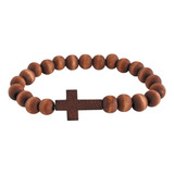 Pulsera De Cruz De Madera De Joyería De Moda Cristiana Para 