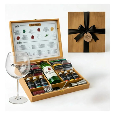 Kit Gin Drink Tanqueray Completo Com Acessórios. Maleta Madeira Premium Para Presente. | Frete grátis