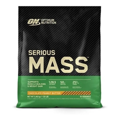 Suplemento en polvo Optimum Nutrition Serious Mass 5.44kg carbohidratos sabor chocolate peanut butter | Meses sin interés