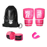 Luva Boxe Feminina 12 Oz Mochila + Bandagem + Bucal Gorilla