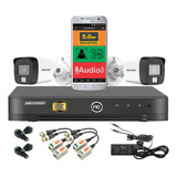 Kit Seguridad Hikvision Dvr + 2 Camaras 5mp Dual Light Audio