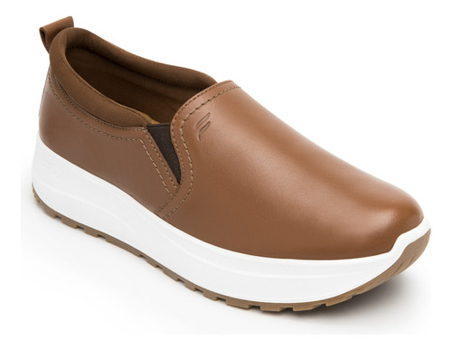 Sneaker Slip On Flexi Mujer Acabado Tamporeado 117207 Tan